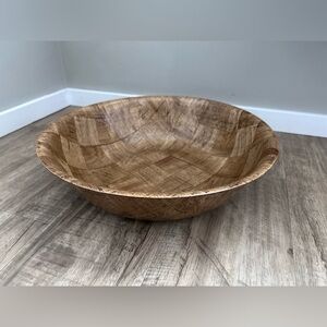 Vintage Large Decorative Wooden Serving salad fruit Bowl - Natural Brown 1970s